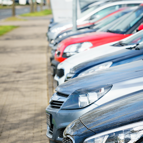 Parked cars in outdoor lot