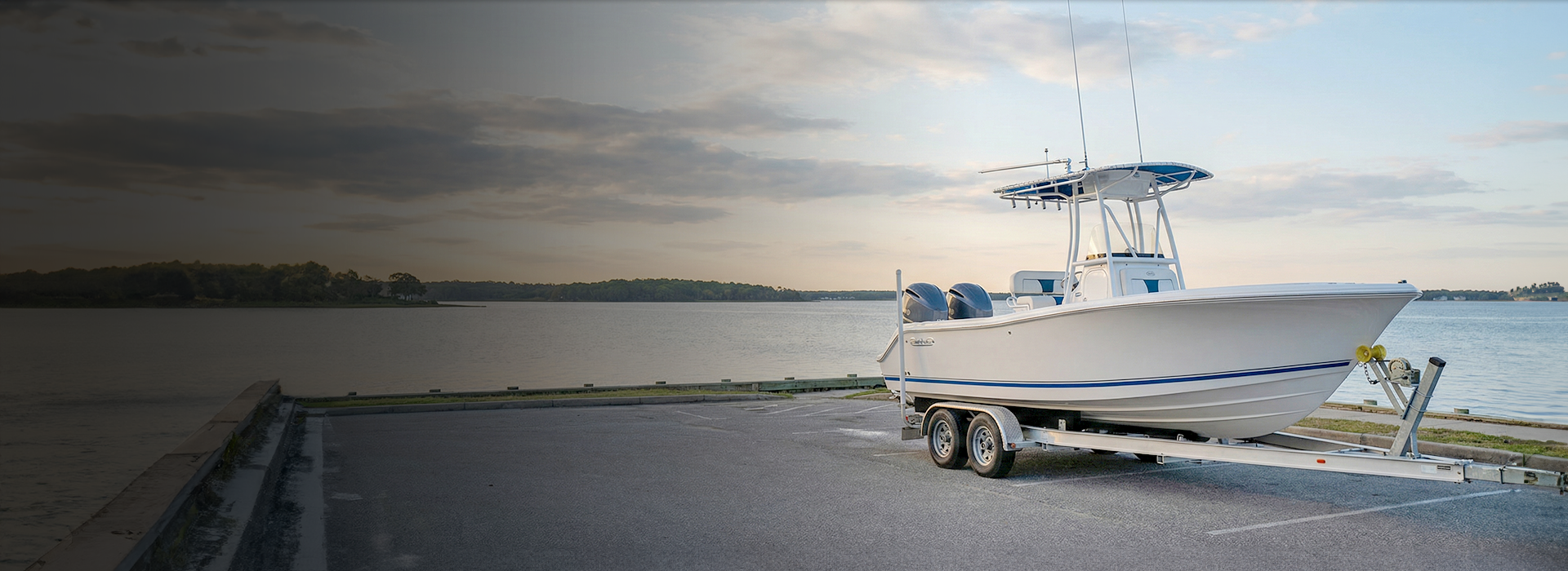 Boat on trailer near water